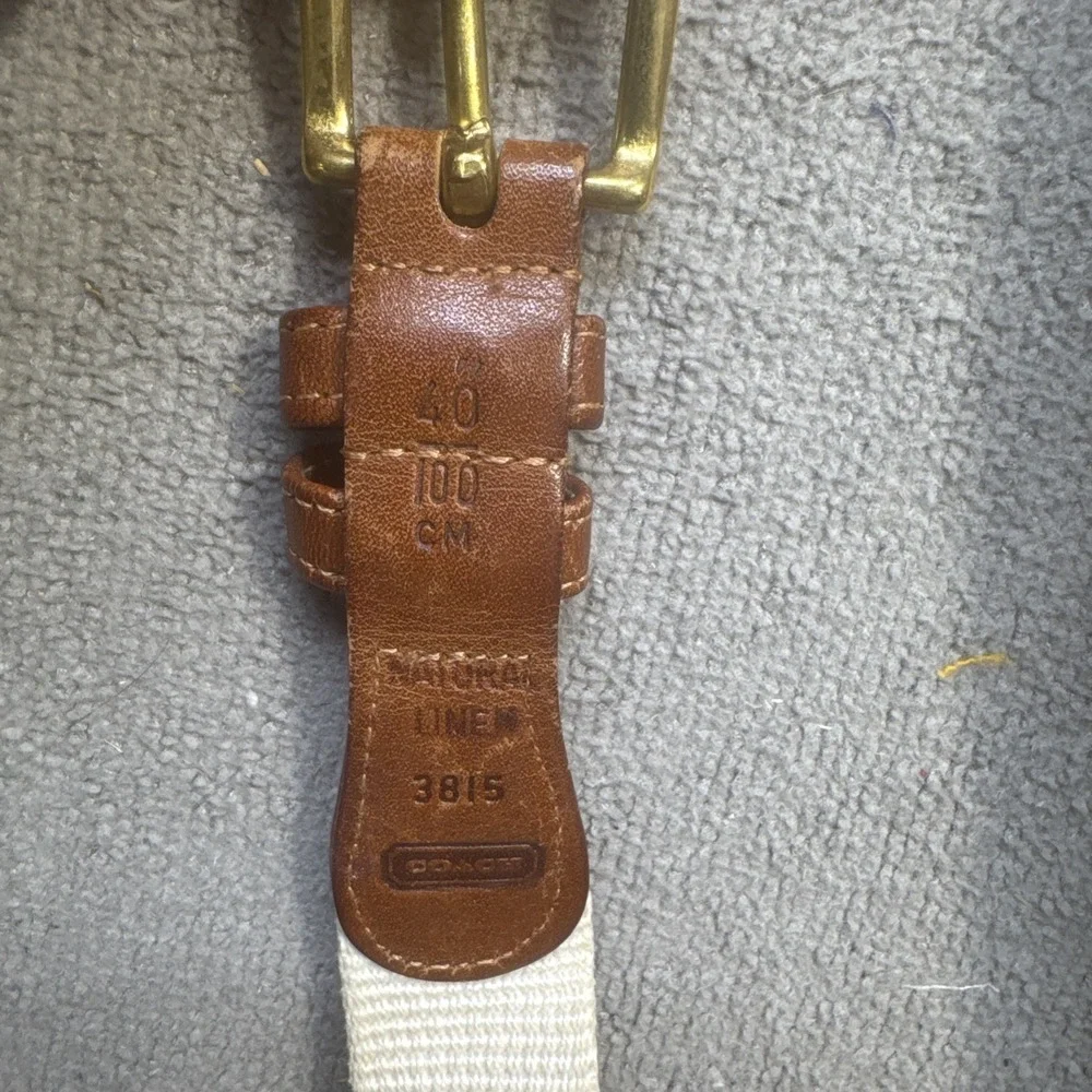 Coach Women's Leather Linen Belts Lot of 3 Tan Navy Cream Size‎ 40 Large L